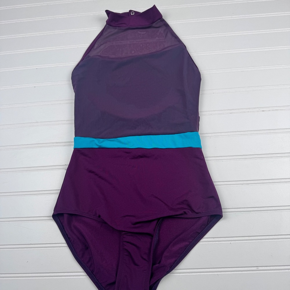 Mariia Crown Purple High Neck Dance Ballet Leotard Medium ME552